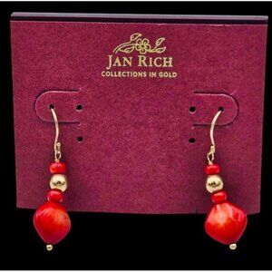 NWT Jan Rich 14k Coral Earrings